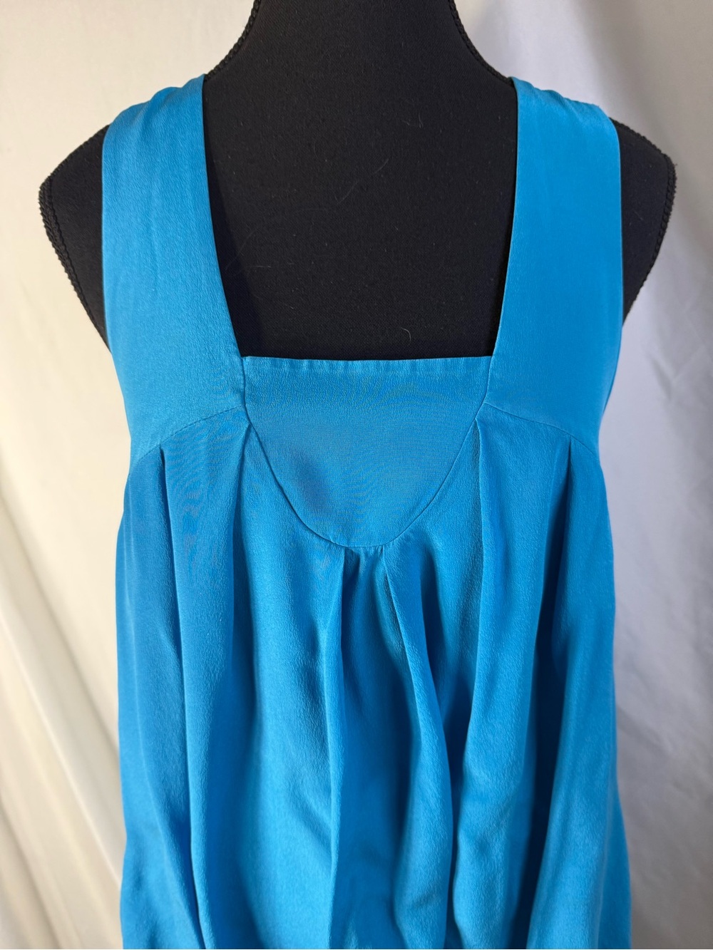 79) Banana Republic Blue Sleeveless Shift Dress Flowy Square Neck Midi. Ptp 17 - Picture 3 of 9